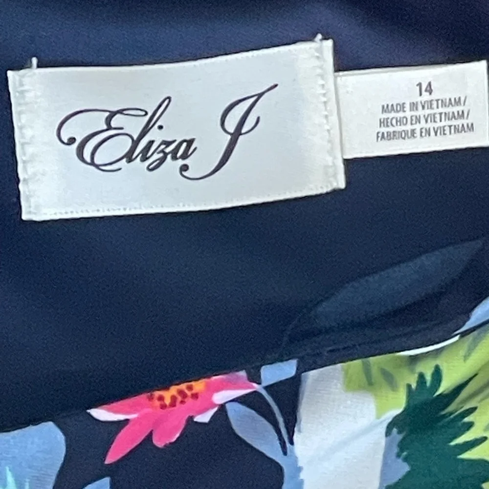 Eliza J Floral shift dress . 3/4 quarter sleeves colorful lined Women size 14 - Picture 7 of 13